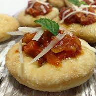 Fried pizzas with amatriciana sauce