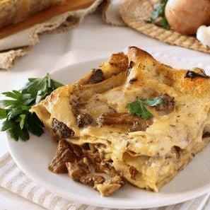 White Lasagna with Burrata and Mushrooms