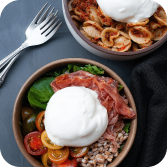 burrata and pasta plate