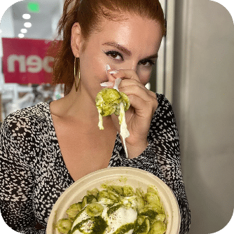 woman with pasta plate