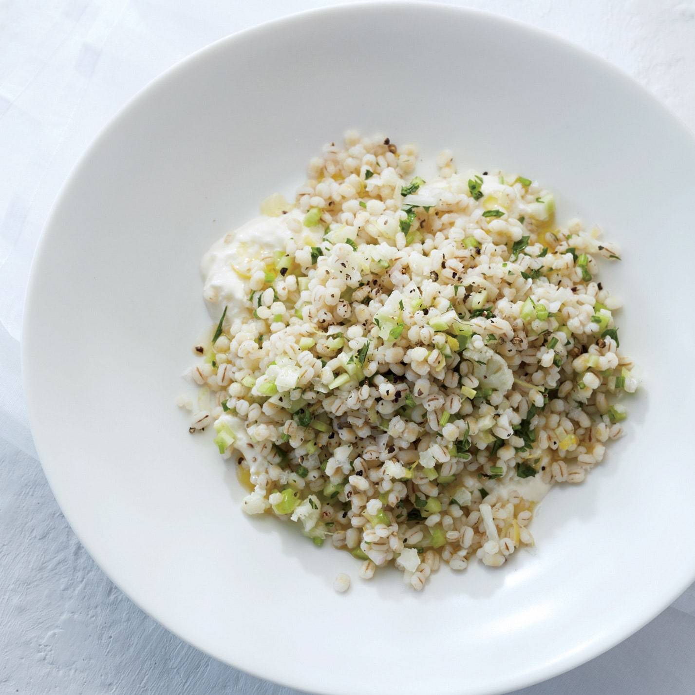 Barley, Cauliflower, Herbs with Burrata Cheese