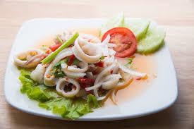 Squid with Cuttlefish salad and seaweed powder