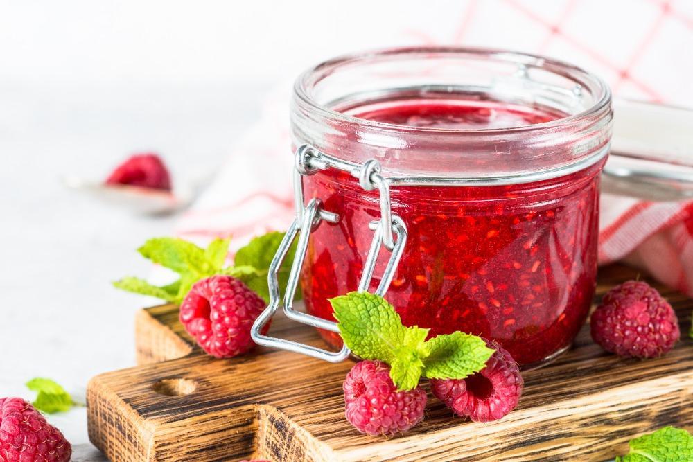 Mint blackcurrant strawberry jam