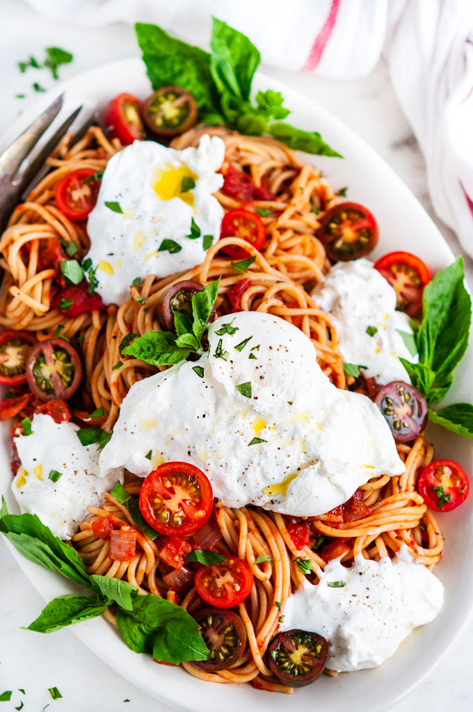 TOMATO, BASIL, AND BURRATA SPAGHETTI